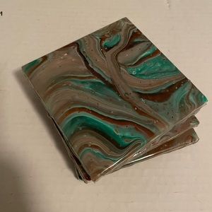 Camouflage ceramic coaster set of 4, resin finish.